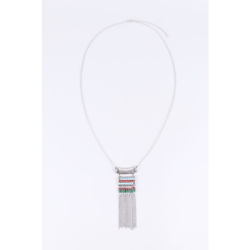 Lovemystyle Long Chained Tribal Necklace With Metal Tassels