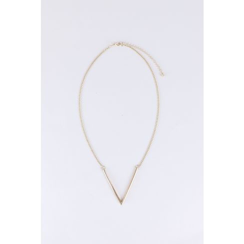 Lovemystyle Gold Delicate Chain Necklace With Solid V Design