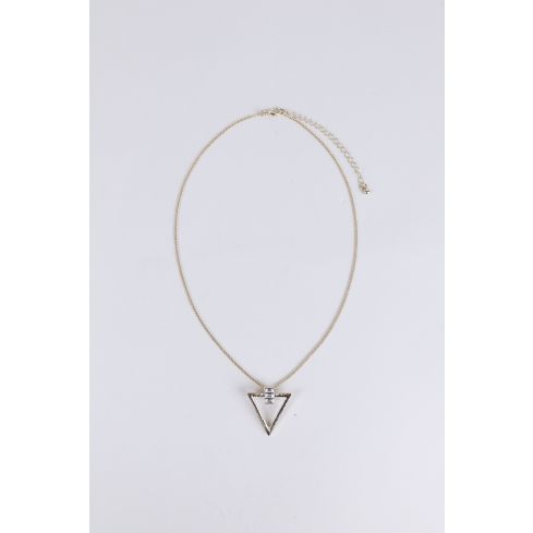 Lovemystyle Gold Delicate Necklace With Diamante Triangle