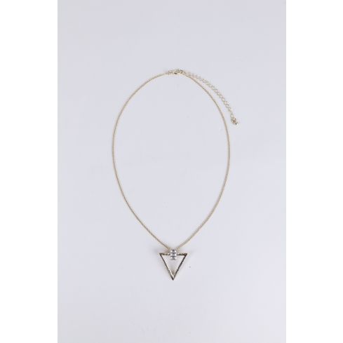 Lovemystyle guld delikat halsband med Diamante triangel