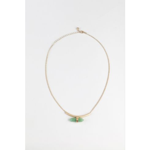 Lovemystyle Gold Chain Necklace With Green Crystal Pendant