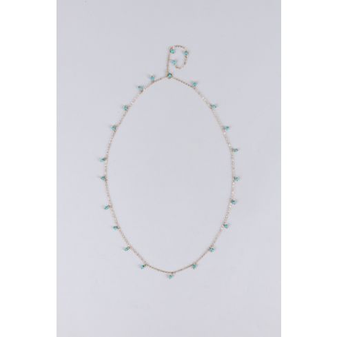 Lovemystyle Long collier en or avec perles de Turquoise