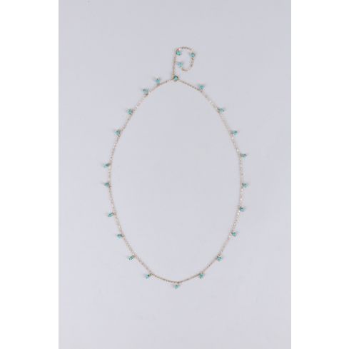 Lovemystyle lange gouden ketting met Turquoise kralen