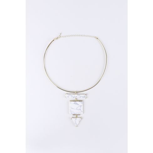 Lovemystyle Gold Choker With Marble Effect Pendants