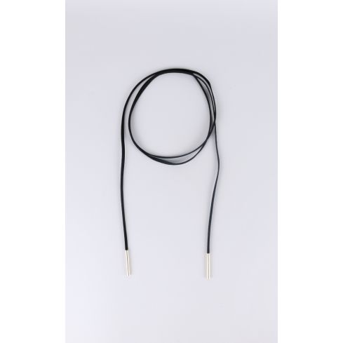 Lovemystyle Faux Suede String Necklace With Gold Metal In Black