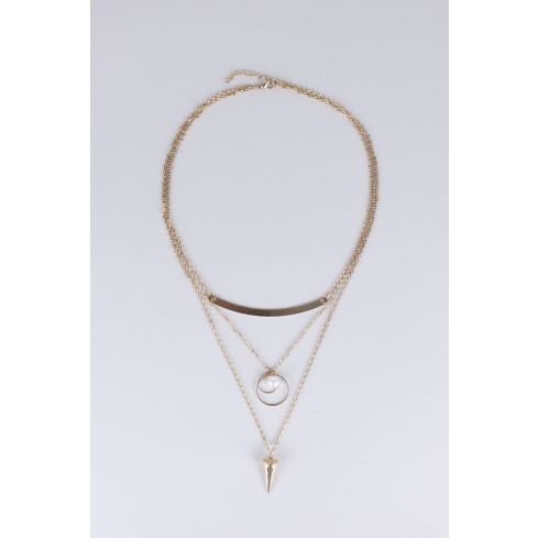 Lovemystyle Triple Chained Drop Down Necklace In Gold