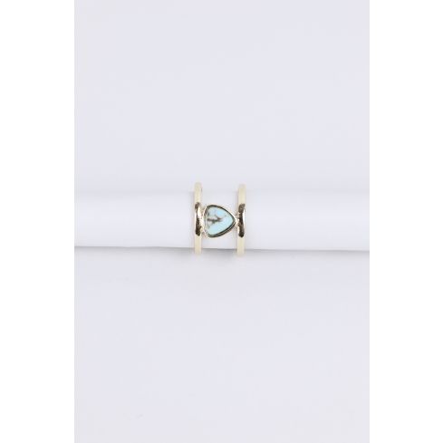 Lovemystyle Gold Double Layer Ring With Turquoise Stone