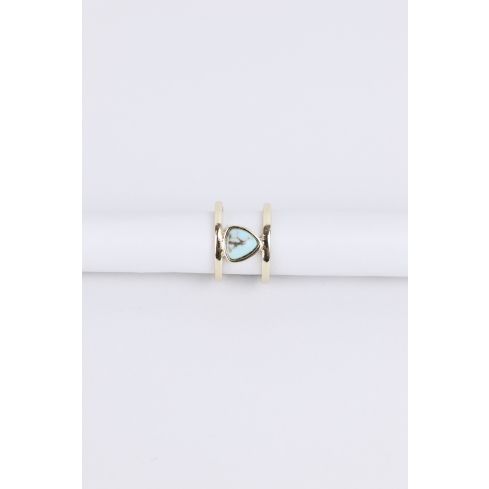 Lovemystyle oro capa doble anillo con piedra turquesa