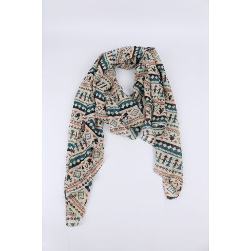 Lovemystyle Beige Scarf med flerfärgat Aztec Print