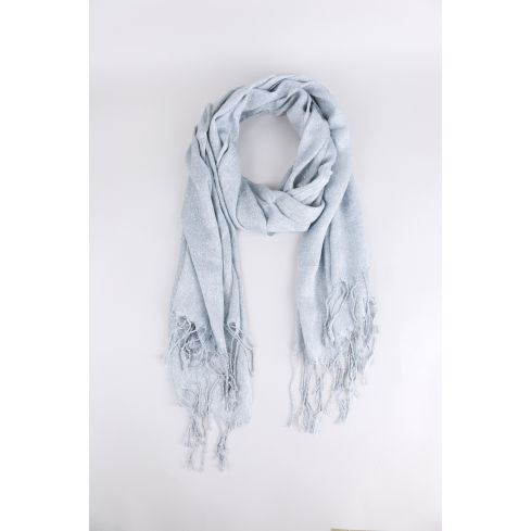 Lovemystyle Silver Lightweight Scarf With Fringe Detail