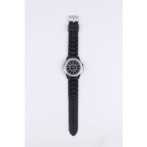 Lovemystyle Black Watch With Diamante Detail