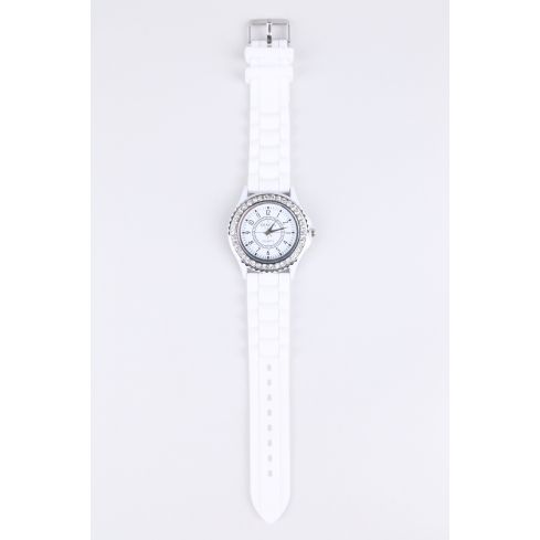Lovemystyle White Watch With Diamante Detail