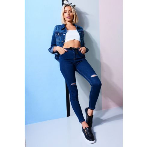 Lovemystyle High Waisted Skinny Jean With Rip