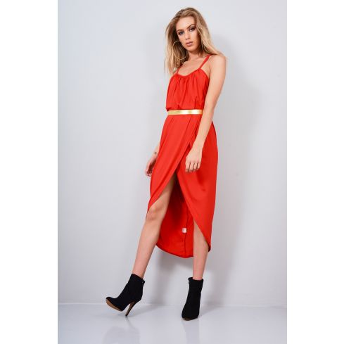 Lovemystyle Red losse passen Cami Wrap Dress met gouden riem