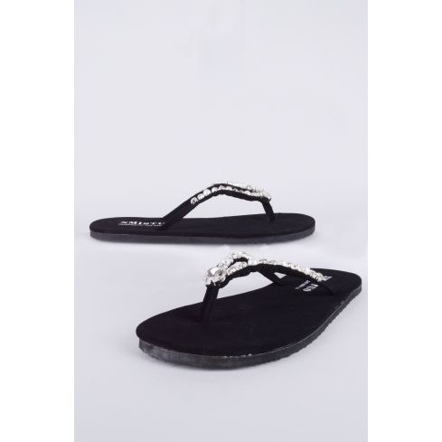 Lovemystyle svart Flip Flop sandaler med Silver Pärlor