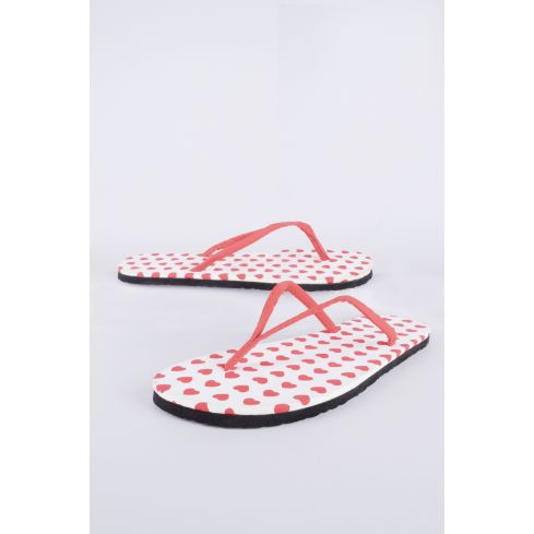 Lovemystyle röda och vita flip-flops med hjärtat Polkadots