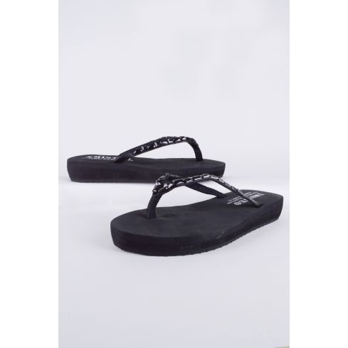 Lovemystyle svart sula Flip Flop sandaler med svarta pärlor