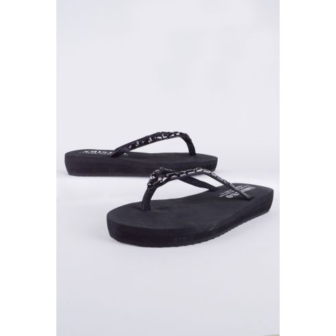 Lovemystyle negro suela ojotas sandalias con piedras negras