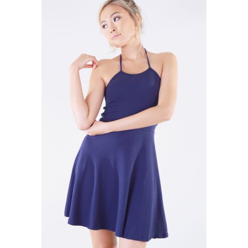 Lovemystyle Navy Blau Jerseykleid Neckholder Skater