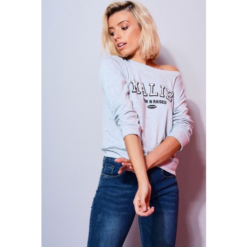 Lovemystyle Marl grå Sweatshirt med 'Malibu' Graphic