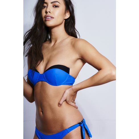 LMS Blue And Black Strapless Bikini With Winged Cup Detail - SAMPLE
