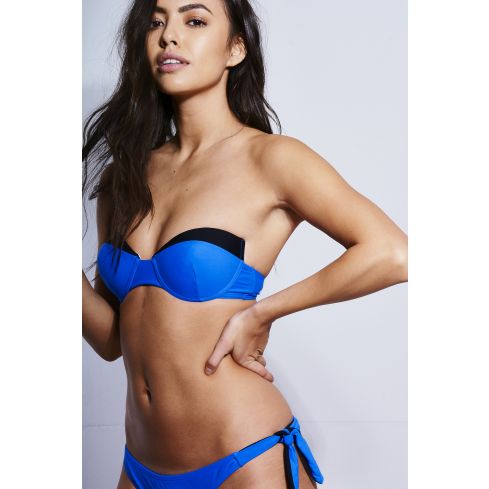 LMS bleu et noir bustier Bikini avec détail de coupe ailé