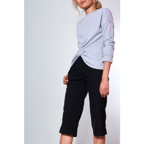 Lovemystyle Elasticated High Waist Black Cropped Trousers