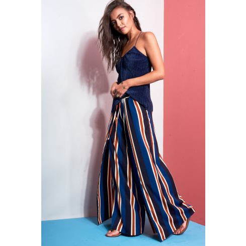 Lavish Alice Split Side Striped Palazzo Pants