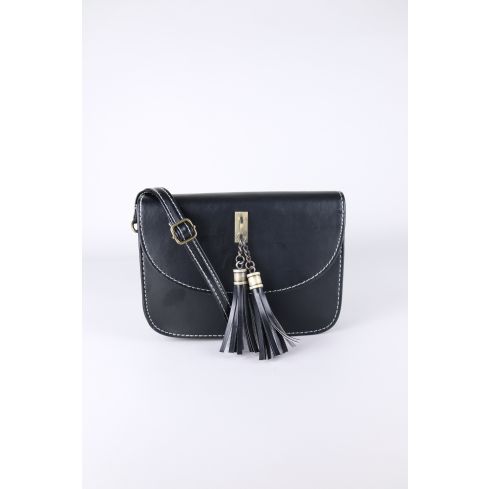 Pequeño Lovemystyle negro lado bolsa con borla de oro grande