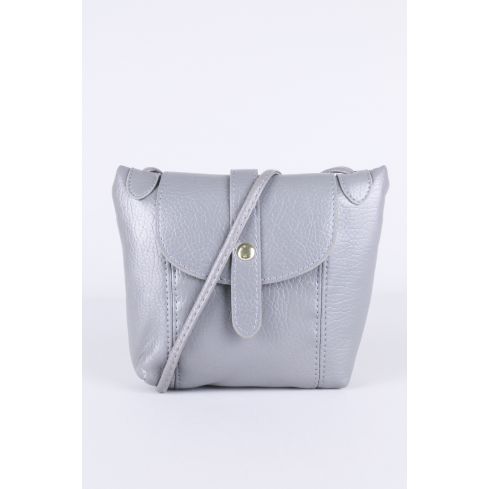 Lovemystyle Grey Cross Body Bag With Popper Clasp