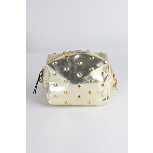 Lovemystyle Box Side Bag With Gold Studs In Gold - SAMPLE