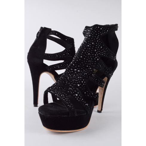 Lovemystyle embelli talons plate-forme en noir