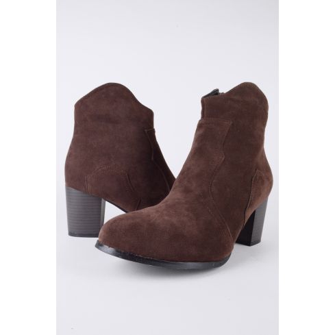 Lovemystyle Brown Faux Sueded Ankle Boots With Heel