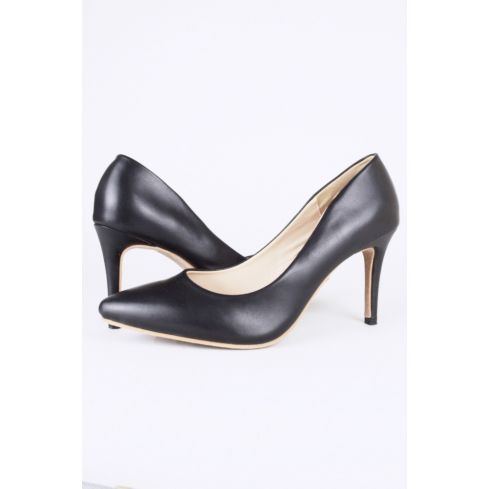 LMS Black Faux Leather Court Shoe With Mid Heel