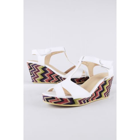 Lovemystyle White Wedges With Coloured ZigZag Heel