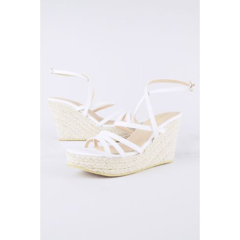 Lovemystyle Woven Wedges With White Double Straps