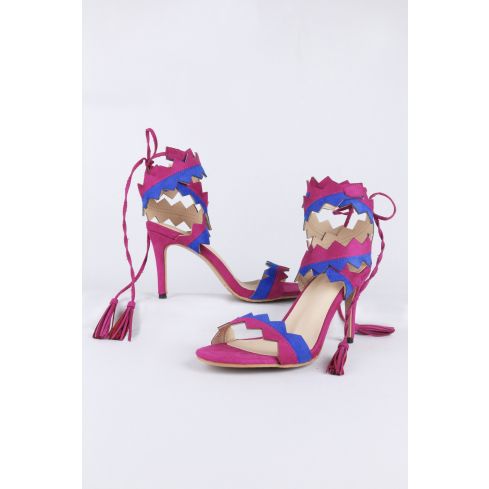 LMS Wraparound Zigzag hak sandalen In roze & blauw