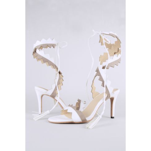 Sandales à talon Lovemystyle enveloppante en blanc