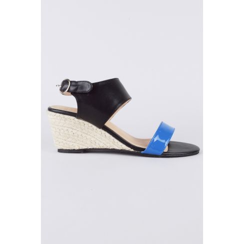 Sandales compensées Liège Lovemystyle avec bracelet noir et bleu