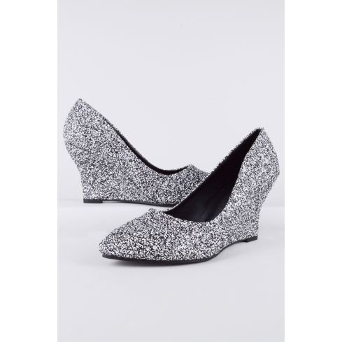 Lovemystyle Black, White and Silver Mixed Glitter Wedges