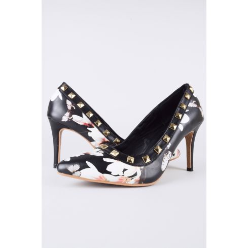 Lovemystyle Schmetterling Print schwarz Pumps mit goldenen Nieten