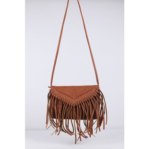 Borsa laterale in pelle Lovemystyle con nappine In Tan