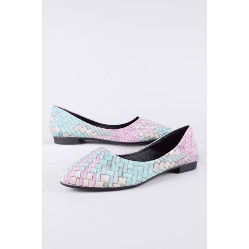 Lovemystyle Pastel Ballerina Pumps With Weave Texture