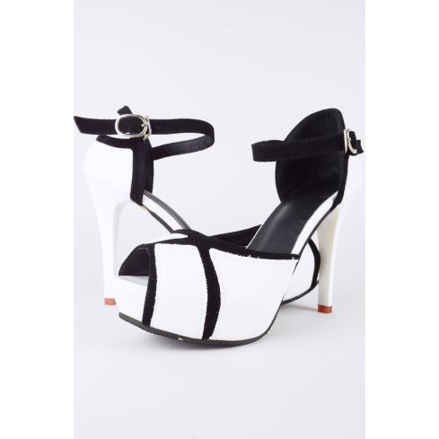 Lovemystyle bianco e Nero Peep toe Platform Heels