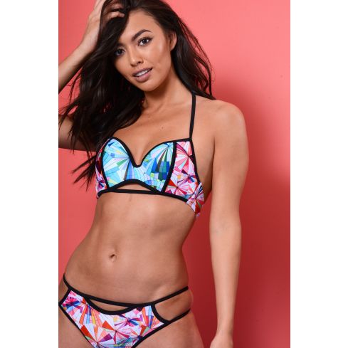 Lovemystyle Geometric Print Bikini Set In Multi