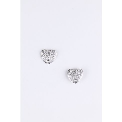 Lovemystyle Silver Heart Shaped oorbellen met Diamante Detail