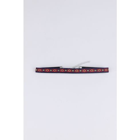 Lovemystyle Faux Leather Choker With Aztec Style Stitching