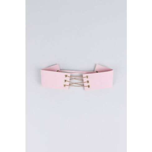 Lovemystyle Pink Suede Choker With Gold Lace Up Detail