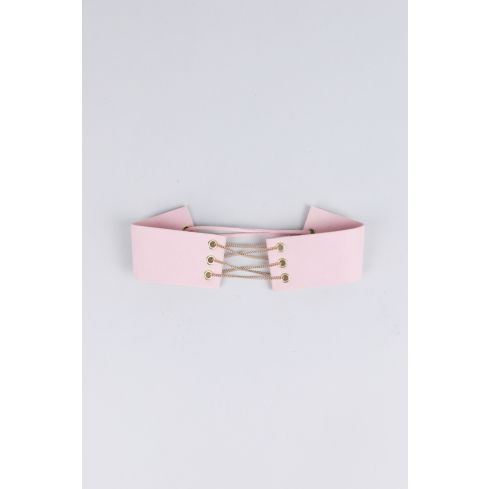 Collier de Suede Lovemystyle rose avec dentelle dorée en détail