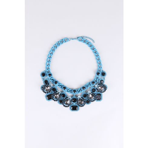 Lovemystyle Blue verklaring halsketting met zwarte stenen